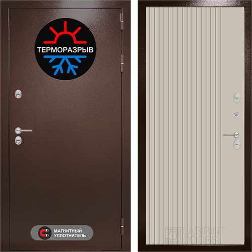 Уличная входная дверь Термо Магнит 29 (Антик медный / Капучино) для частного загородного дома и дачи 31324 - фото 145754