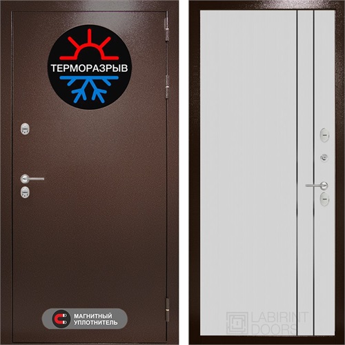 Уличная входная дверь Термо Магнит 10 (Антик медный / Белый рельеф софт) для частного загородного дома и дачи 31325 - фото 145758