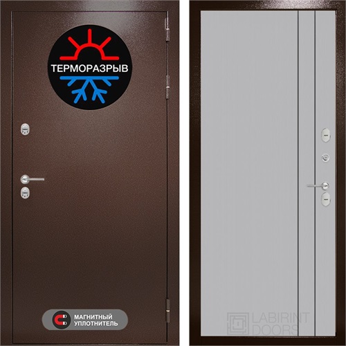 Входная дверь Термо Магнит 10 (Антик медный / Серый рельеф софт) для частного загородного дома и дачи 31326 - фото 145762