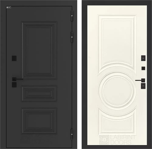 Входная дверь Аляска Термо Лайт №23 (Муар черный / Веллюто Ванила) для частного загородного дома и дачи 28050 - фото 145793