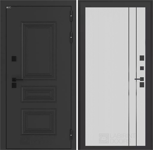 Входная дверь Аляска Термо Лайт 10 - Белый рельеф софт, черный молдинг для частного загородного дома и дачи 31335 - фото 145802