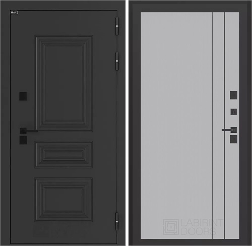 Входная дверь Аляска Термо Лайт 10 - Серый рельеф софт, черный молдинг для частного загородного дома и дачи 31336 - фото 145806