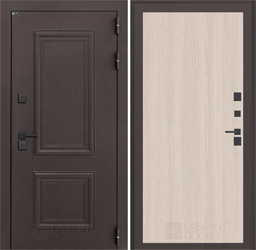 Входная дверь Полярис Термо Лайт №05 (Муар коричневый / Ясень светлый) для частного загородного дома и дачи 31337 - фото 145811