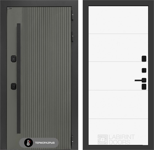 Входная дверь с терморазрывом Термолаб 1 Тепло №13 - Белый софт для частного загородного дома и дачи 31363 - фото 146270