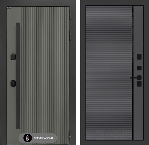 Входная дверь с терморазрывом Термолаб 1 Тепло №22 - Графит софт с молдингом для частного загородного дома и дачи 31374 - фото 146325