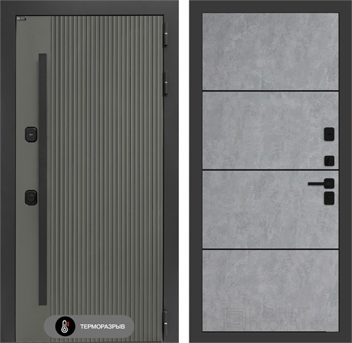 Входная дверь с терморазрывом Термолаб 1 Тепло №25 - Бетон светлый, черный молдинг для частного загородного дома и дачи 31376 - фото 146335