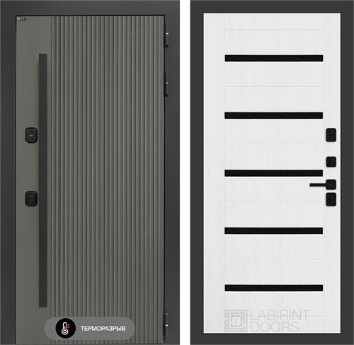 Входная дверь с терморазрывом Термолаб 1 Тепло №01 - Белое дерево, стекло черное для частного загородного дома и дачи 31381 - фото 146360