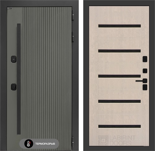 Входная дверь с терморазрывом Термолаб 1 Тепло №01 - Беленый дуб, стекло черное для частного загородного дома и дачи 31382 - фото 146365