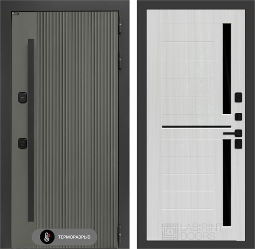 Входная дверь с терморазрывом Термолаб 1 Тепло №02 - Сандал белый, стекло черное для частного загородного дома и дачи 31385 - фото 146380