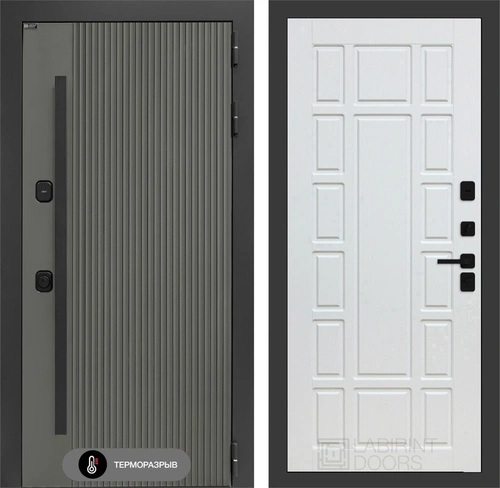 Входная дверь с терморазрывом Термолаб 1 Тепло №12 - Белое дерево для частного загородного дома и дачи 31395