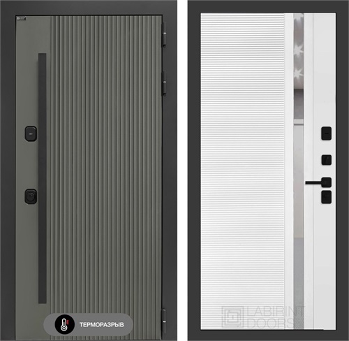Входная дверь с терморазрывом Термолаб 1 Тепло №31 - Белый софт, зеркальная вставка с тонировкой для частного загородного дома и дачи 31406 - фото 146485