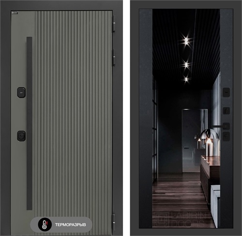Входная дверь с терморазрывом Термолаб 1 Тепло с тонированным зеркалом Максимум - Черный кварц для частного загородного дома и дачи 31410 - фото 146505