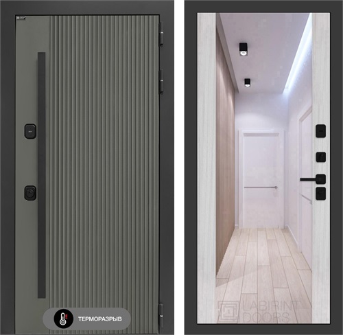 Входная дверь с терморазрывом Термолаб 1 Тепло с зеркалом Максимум - Сандал белый для частного загородного дома и дачи 31413 - фото 146520