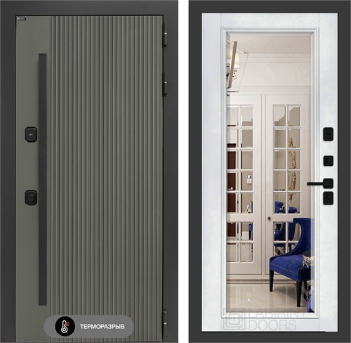 Входная дверь с терморазрывом Термолаб 1 Тепло с зеркалом Фацет - Белый софт для частного загородного дома и дачи 31416 - фото 146535