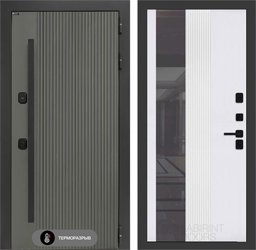 Входная дверь с терморазрывом Термолаб 1 Тепло с тонированным зеркалом №32 - Белый рельеф софт для частного загородного дома и дачи 31422 - фото 146565