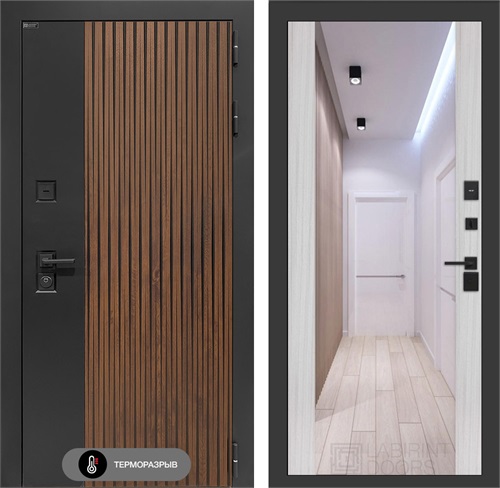 Входная дверь с терморазрывом Айслаб с зеркалом Максимум - Сандал белый для частного загородного дома и дачи 31441 - фото 146664