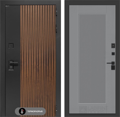 Входная дверь с терморазрывом Айслаб №30 - Серый рельеф софт для частного загородного дома и дачи 31454 - фото 146729