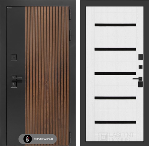 Входная дверь с терморазрывом Айслаб №01 - Белое дерево, стекло черное для частного загородного дома и дачи 31464 - фото 146780