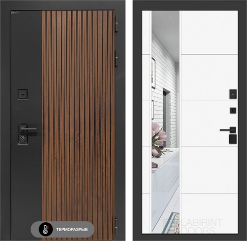 Входная дверь с терморазрывом Айслаб с зеркалом 19 - Белый софт для частного загородного дома и дачи 31471 - фото 146815