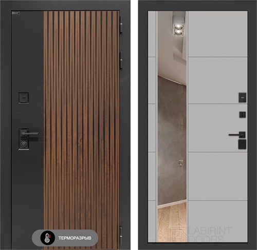 Входная дверь с терморазрывом Айслаб с зеркалом 19 - Грей софт для частного загородного дома и дачи 31472 - фото 146820