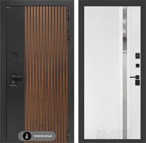 Входная дверь с терморазрывом Айслаб №31 - Белый софт, зеркальная вставка с тонировкой для частного загородного дома и дачи 31473 - фото 146825