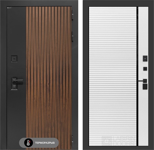 Входная дверь с терморазрывом Айслаб №22 - Белый софт, черная вставка для частного загородного дома и дачи 31478 - фото 146850