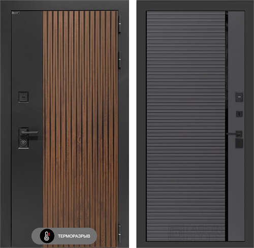 Входная дверь с терморазрывом Айслаб №22 - Графит софт, черная вставка для частного загородного дома и дачи 31479 - фото 146855