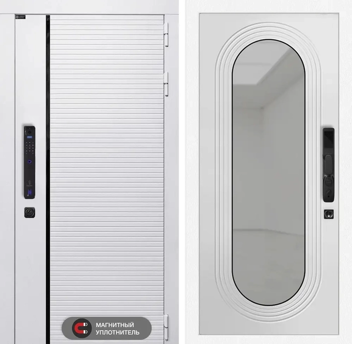 Входная дверь Роял Смарт - зеркало Дольче Белый софт для установки в квартиру 31912