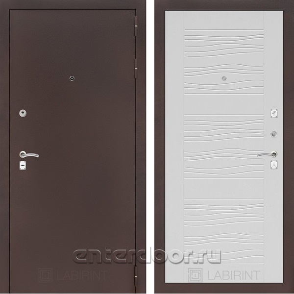 Входная металлическая дверь Лабиринт Классик 6 (Антик медный / Белое дерево)