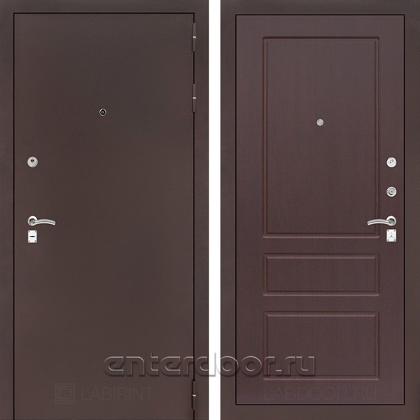 Входная металлическая дверь Лабиринт Классик 3 (Антик медный / Орех премиум)
