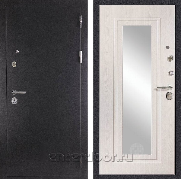 Входная дверь Дива МД-26 с зеркалом (Антик серебро / Дуб белёный)