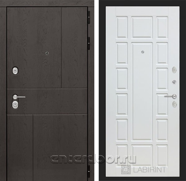 Входная металлическая дверь Лабиринт Урбан 12 (Дуб горький шоколад / Белое дерево)
