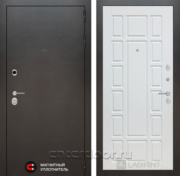 Входная дверь Лабиринт Сильвер 12 (Антик темное серебро / Белое дерево)