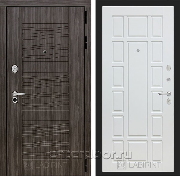 Входная металлическая дверь Лабиринт Сканди 12 (Дарк Грей / Белое дерево)