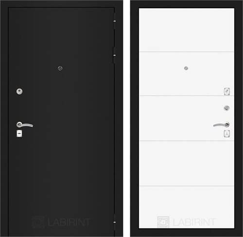 Входная дверь Лабиринт Классик 13 (Шагрень черная / Белый софт)