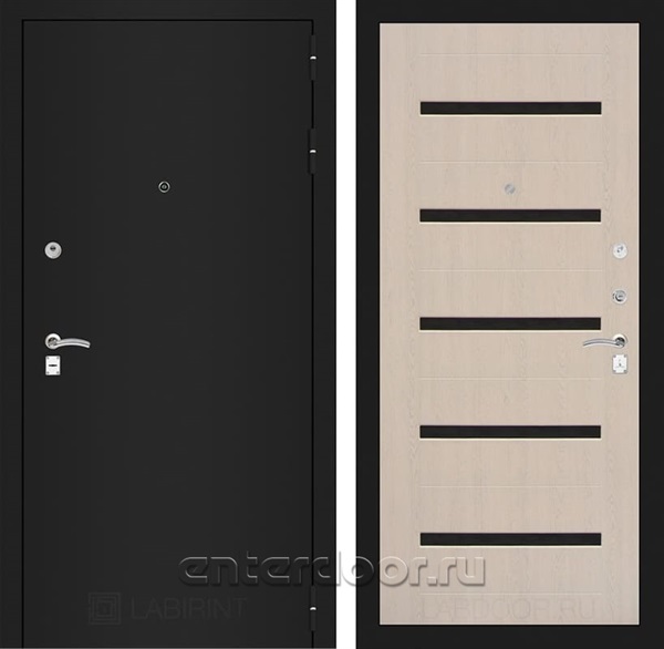 Входная металлическая дверь Лабиринт Классик 1 (Шагрень черная / Дуб белёный)