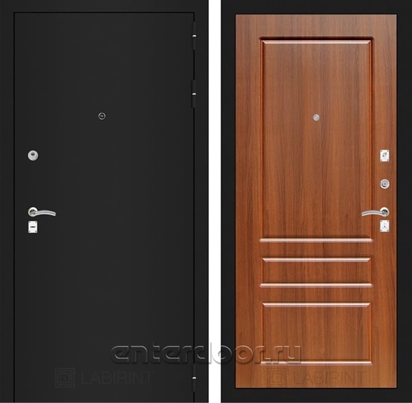 Входная металлическая дверь Лабиринт Классик 3 (Шагрень черная / Орех бренди)