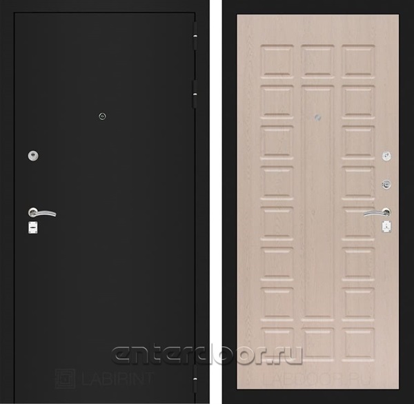Входная металлическая дверь Лабиринт Классик 4 (Шагрень черная / Дуб беленый)