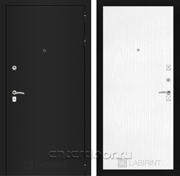 Входная металлическая дверь Лабиринт Классик 7 (Шагрень черная / Белое дерево)