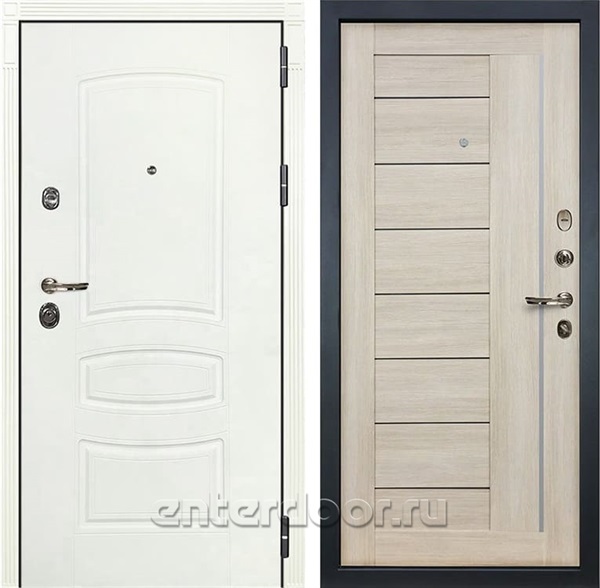 Входная дверь Лекс Сенатор 3К Шагрень белая Верджиния (№40 Ясень кремовый)