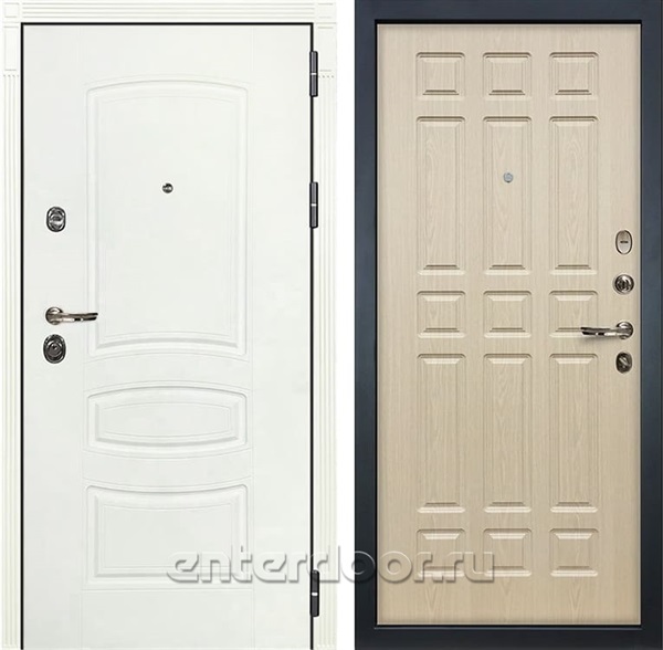 Входная дверь Лекс Сенатор 3К Шагрень белая (№28 Дуб беленый)