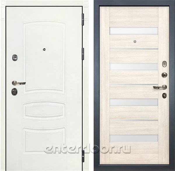 Входная дверь Лекс Сенатор 3К Шагрень белая Сицилио (№46 Дуб беленый)