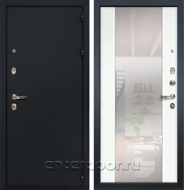 Входная металлическая дверь Лекс Рим Стиль с Зеркалом Ясень белый (панель №61)