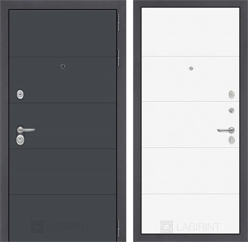 Входная металлическая дверь Лабиринт Арт 13 (Графит софт / Белый софт)