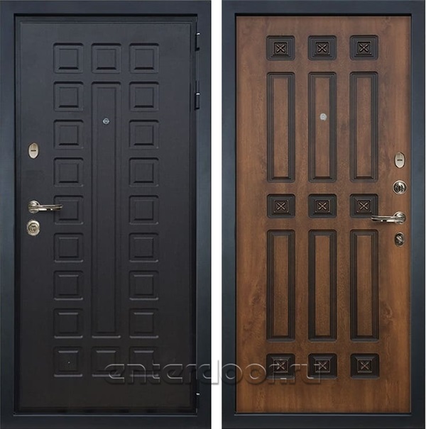 Входная металлическая дверь Лекс Гладиатор 3К Голден патина черная (панель №33)