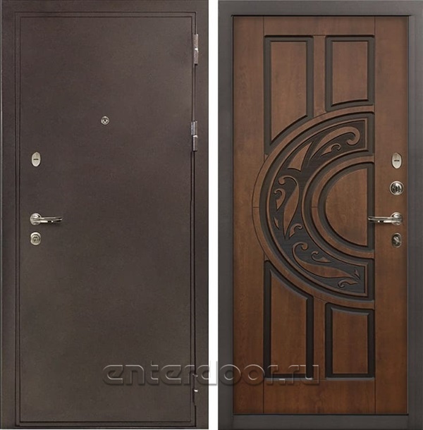 Входная металлическая дверь Лекс 5А Цезарь Голден патина черная (панель №27)