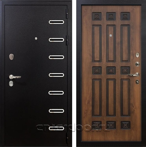 Входная металлическая дверь Лекс Витязь Голден патина черная (панель №33)
