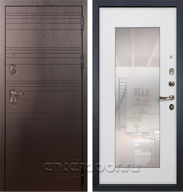 Входная металлическая дверь Лекс Легион с Зеркалом Ясень белый (панель №37)