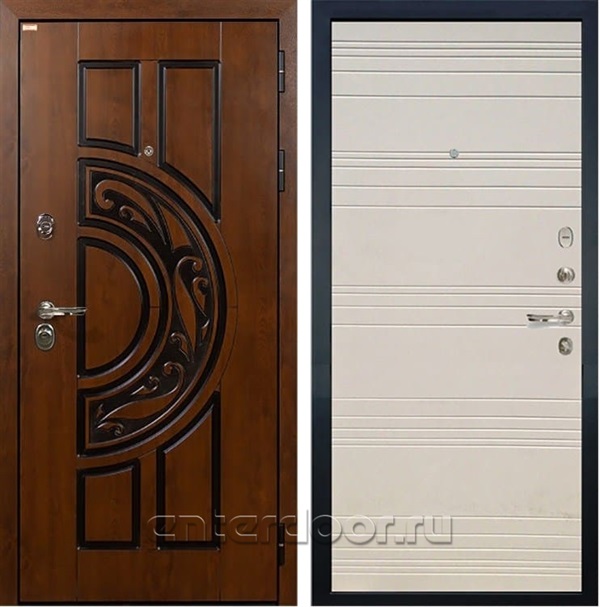 Входная металлическая дверь Лекс Спартак Cisa Дуб фактурный кремовый (панель №63)