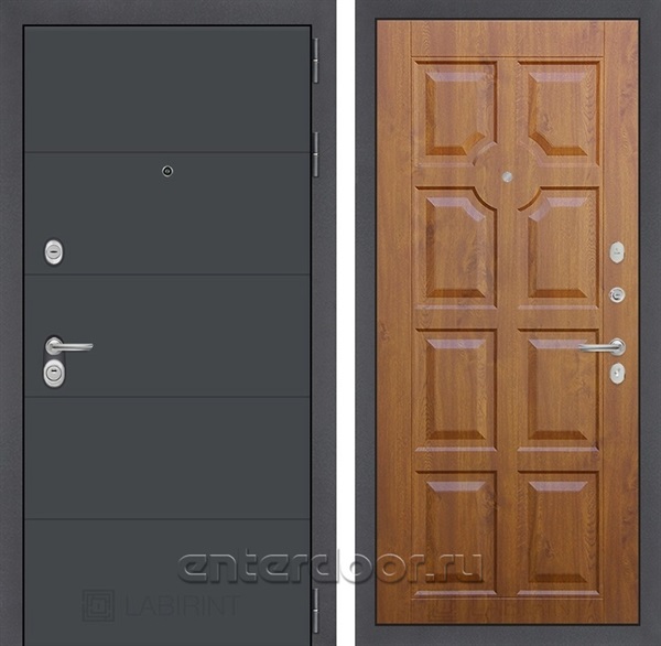 Входная металлическая дверь Лабиринт Арт 17 (Графит софт / Золотой дуб)